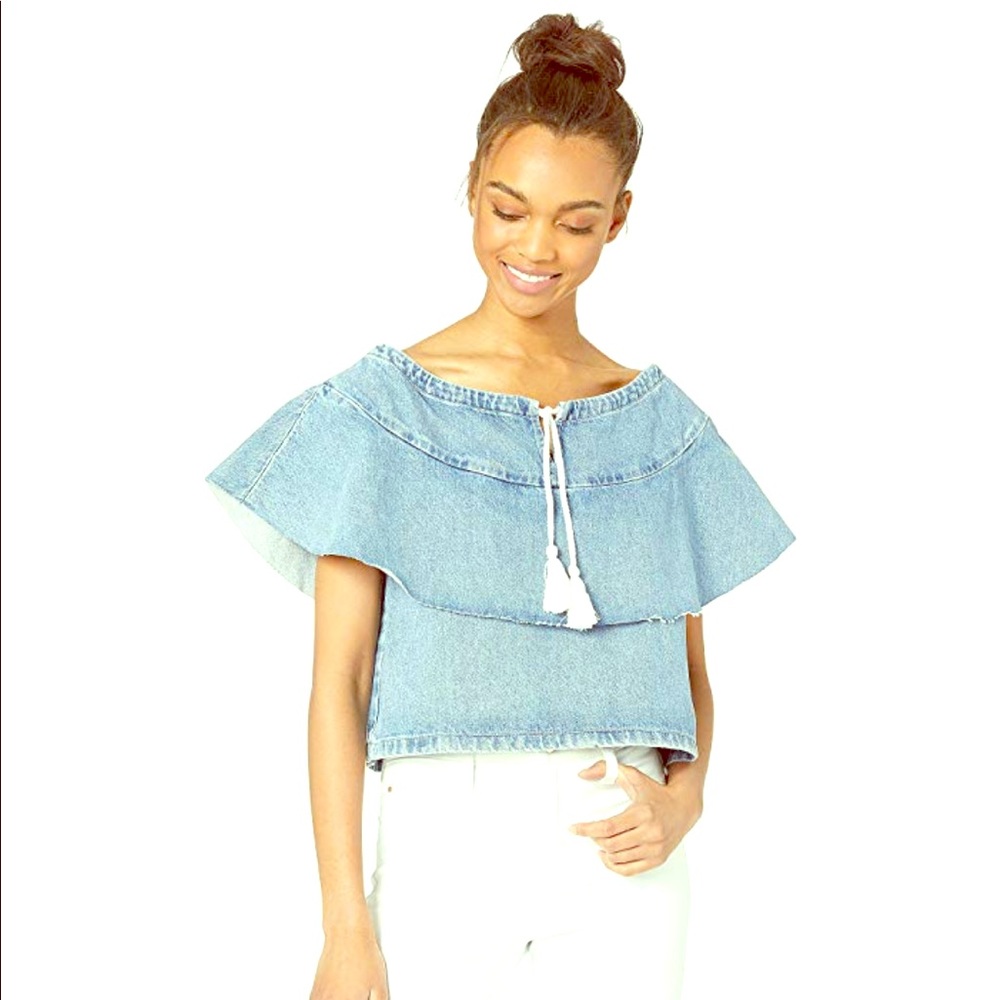 Levi’s Made and Crafted Denim Ruffle Top